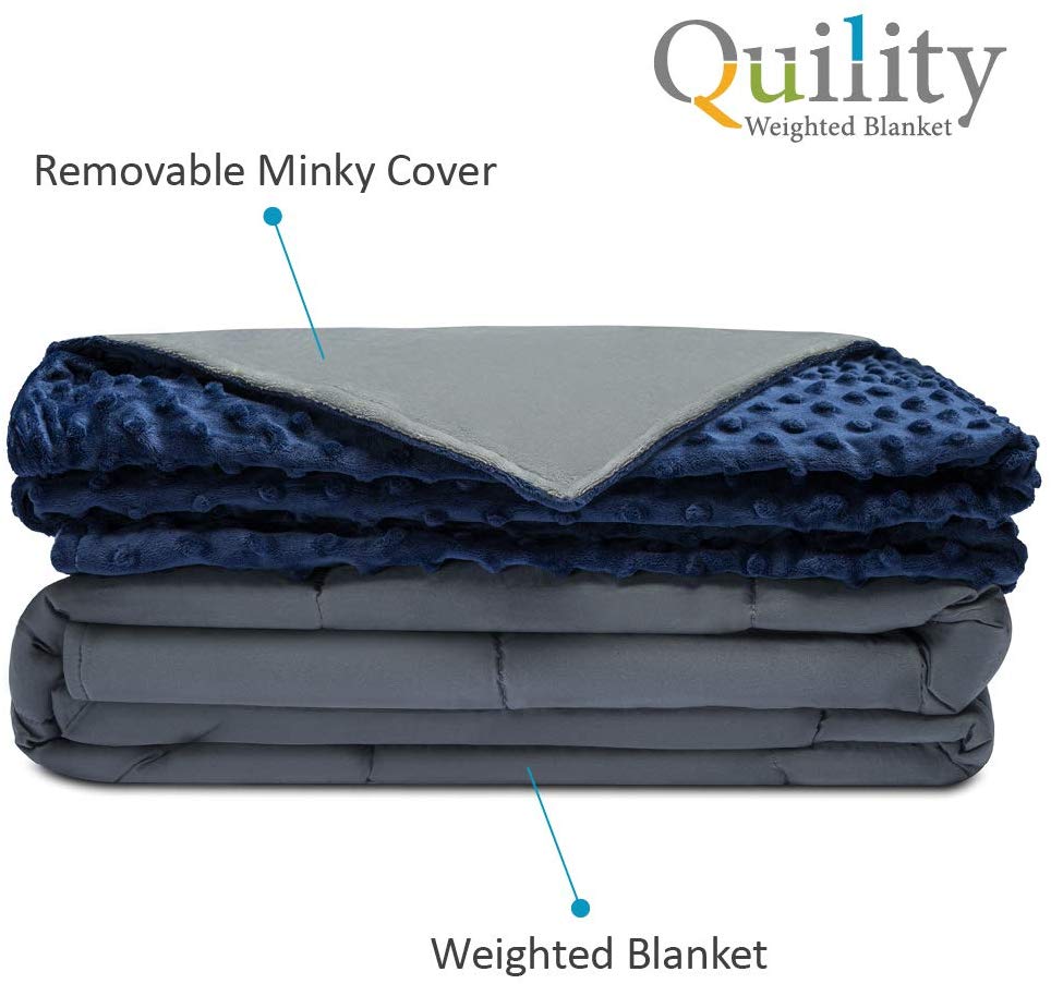Quility Premium Adult Weighted Blanket & Removable Cover | 20 lbs | 60