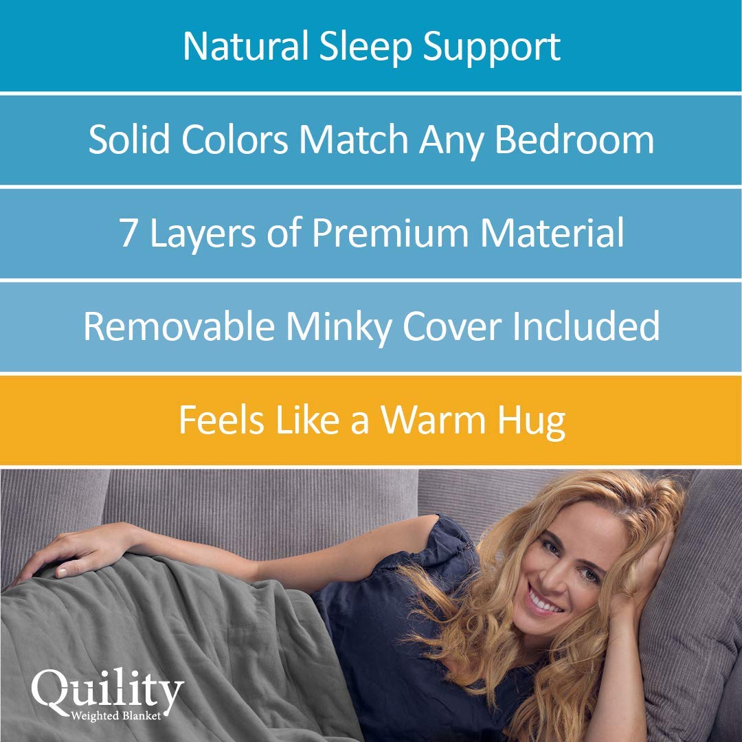 Quility Premium Adult Weighted Blanket & Removable Cover | 20 lbs | 60